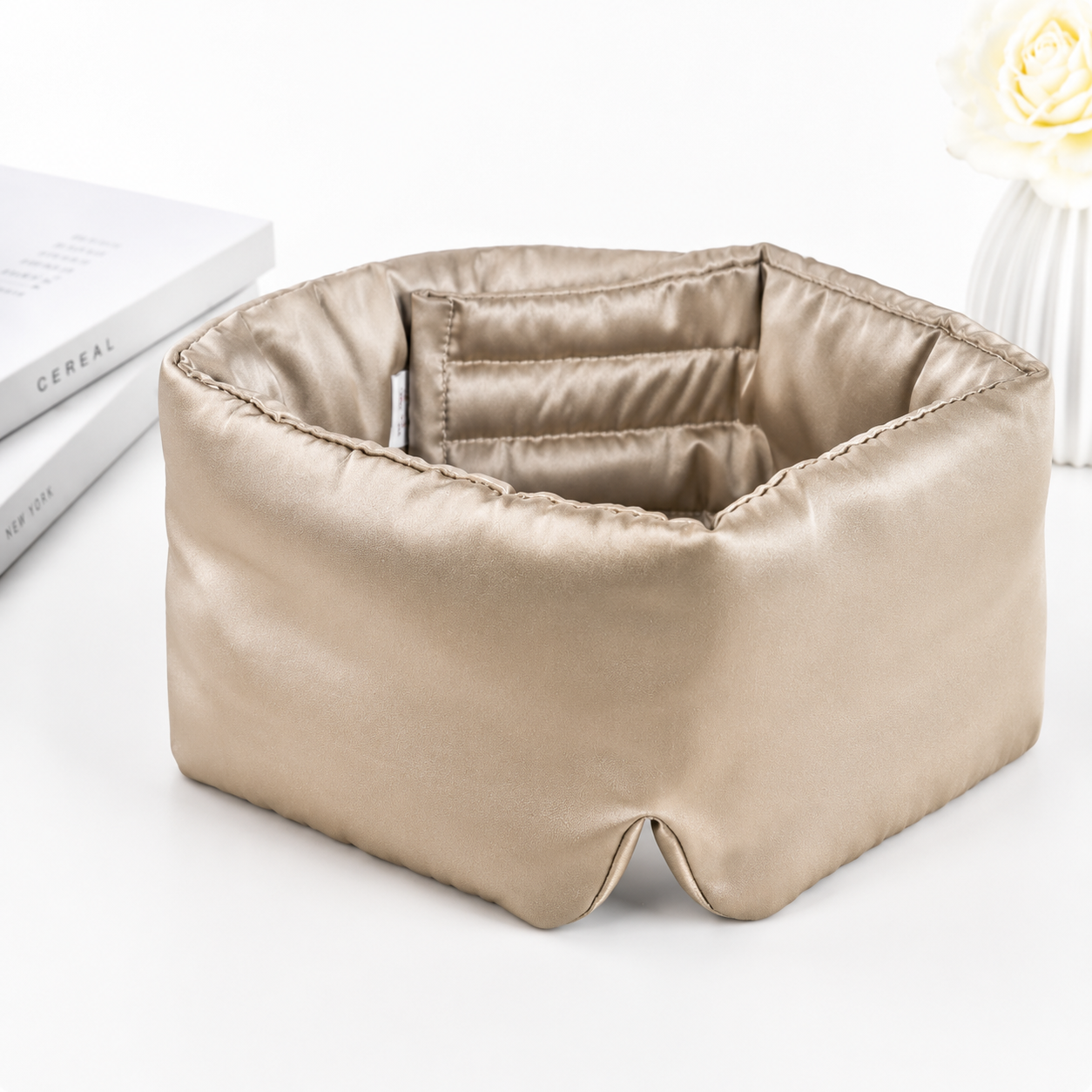 Silk Sleep Eye Mask – 3D Contoured, Lash-Safe & Total Blackout - Apricot