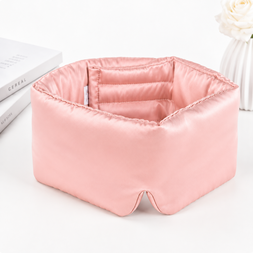 Silk Sleep Eye Mask – 3D Contoured, Lash-Safe & Total Blackout - Egg Shell White