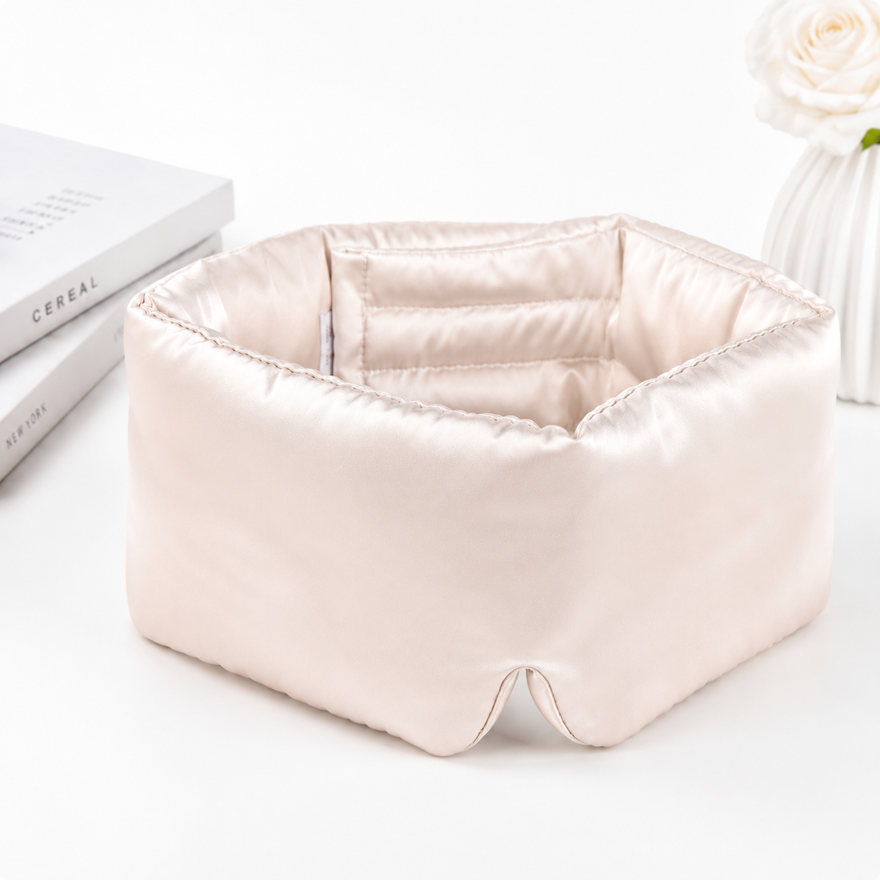 Silk Sleep Eye Mask – 3D Contoured, Lash-Safe & Total Blackout - Apricot