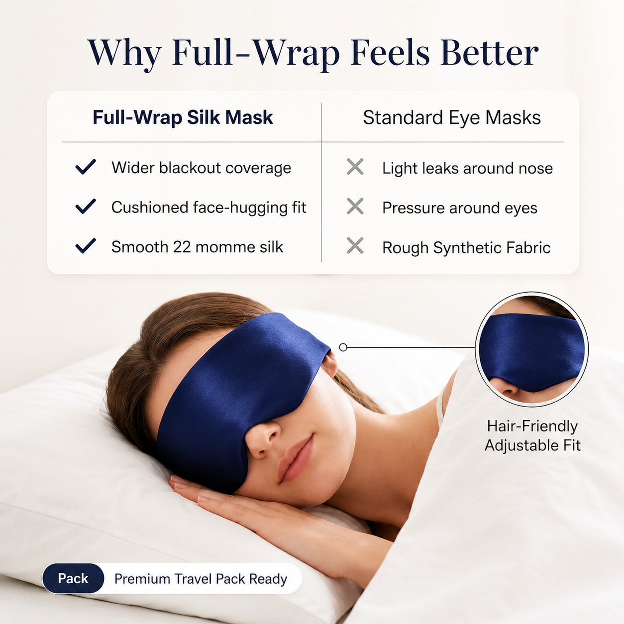 Silk Sleep Eye Mask – 3D Contoured, Lash-Safe & Blackout